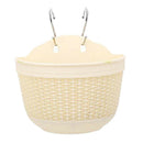 Plastic Rattan Hanging Plant Basket Garden Flower Pot with Hook Beige M