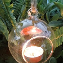 10cm Heart Iron Hanging Glass Tea Light Candle Holder Mini Flowerpot_ Black