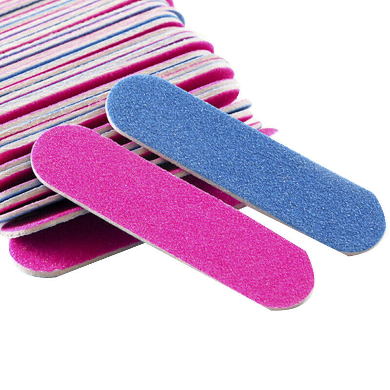 100Pcs Nail Files Double Color Wooden Mini Buffer Sanding 180/240 Disposabl P9G6