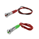 2pcs Motorcycle 12V 6mm LED Indicator Dash Panel Warning Light Red/Green