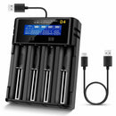Intelligent LCD Charger 4-Slot For 18650 21700 26650 Lithium AA AAA Nimh Battery