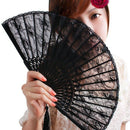 Handmade Retro Style Folding Flower Lace Fan, Black