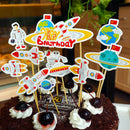 cake topper rocket cake insert card wedding birthday party supply decoration M&O