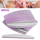 50Pcs Professional Nail Files Half-moon Trapezoid Double-sided Manicure Tool Kit