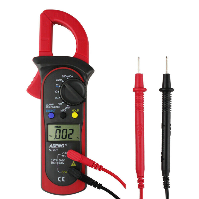 ST-201 Digital Auto Range Clamp Multimeter Tester Meter DMM AC DC Volt Ohm Meter