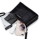 Fashion Korean Women Handbag PU Plaid Messenger Bag Shoulder Bags(Black)