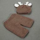 2pcs Crochet Cartoon Deer Costume Set Knitted Baby Hat Pants Photo Props
