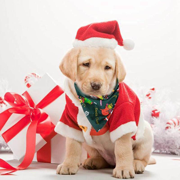2Pcs Dog Bandana Christmas Costume Pet Santa Pattern e Scarf Cat Bandana ForG7Z8