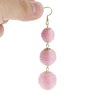 Fringe Earrings Triple Ball Thread Wrapped Stud Earring Long Tassel For Wom