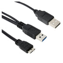 0.5m High Speed Dual USB 3.0 A Male to Micro B Y Cable Move Hard Disk Cable