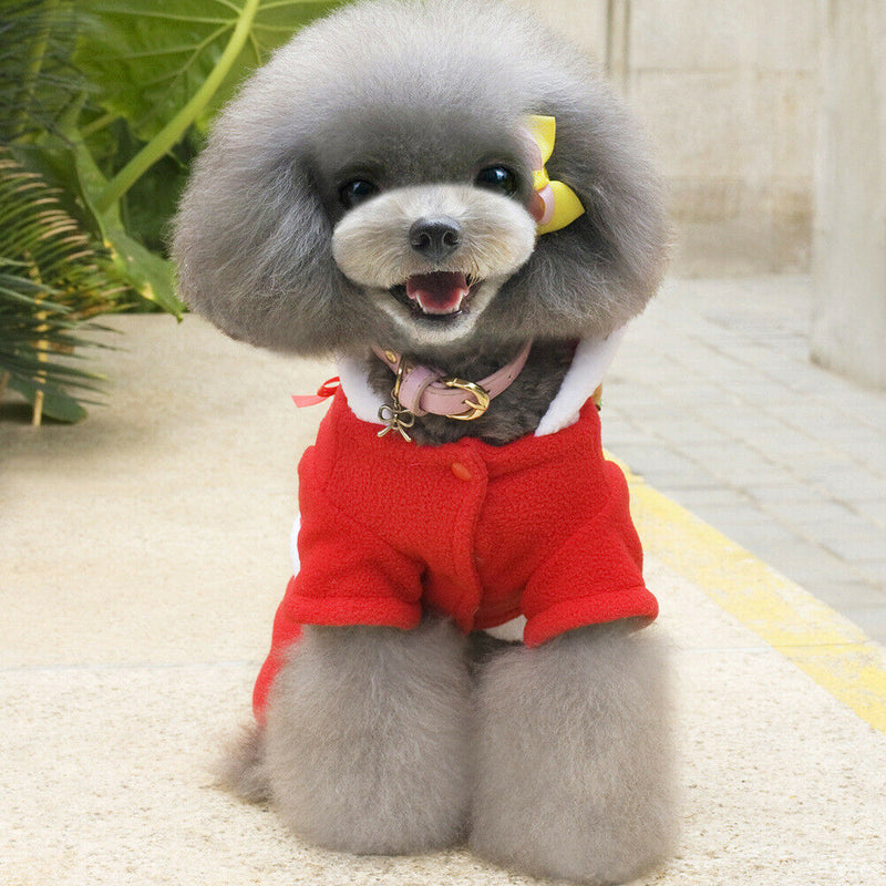 Pet Dog Christmas Costume Santa Claus Hoodie Coat Winter Warm Clothes (M)