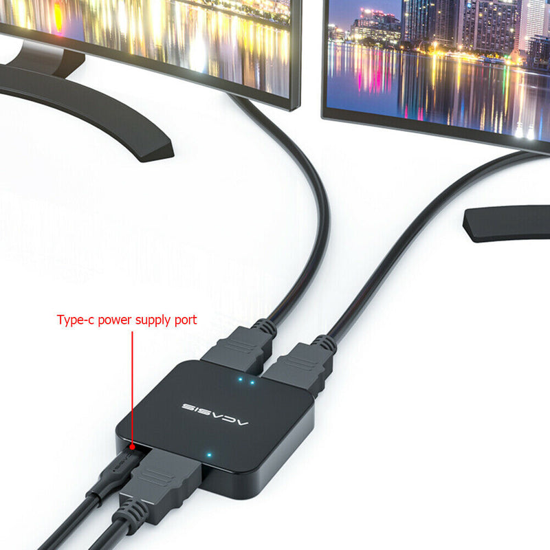 Acasis HD32 HDMI Splitter USB C Powered 1 In 2 Out 4K HDMI Splitter for TV