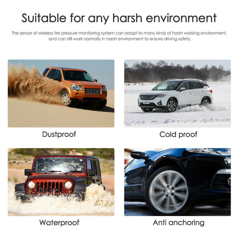 AN-10 Solar Car TPMS Tire Pressure Monitor Alarm Warning System+4External Sensor