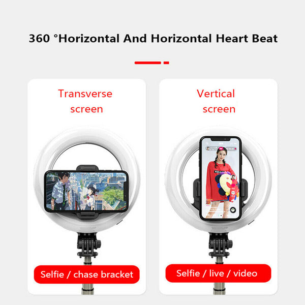 Tripod Selfie Stick with  Light & Phone Holder Portable Dimmable  Light