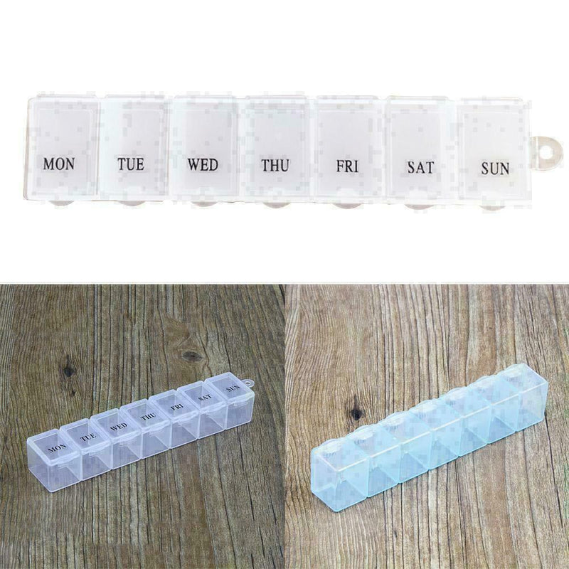 7 Day Weekly Transparent 7 Compartment Tablet Pill Box Case Holder Organize X8K4