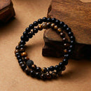 2X Fashion Tiger Eye Natural Stone Beads Bracelet Men Women Couples Jewelry