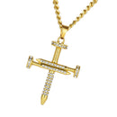 Punk Rock Crystal Cross Crucifix Pendant Necklace Women Mens Fashion Jewelry