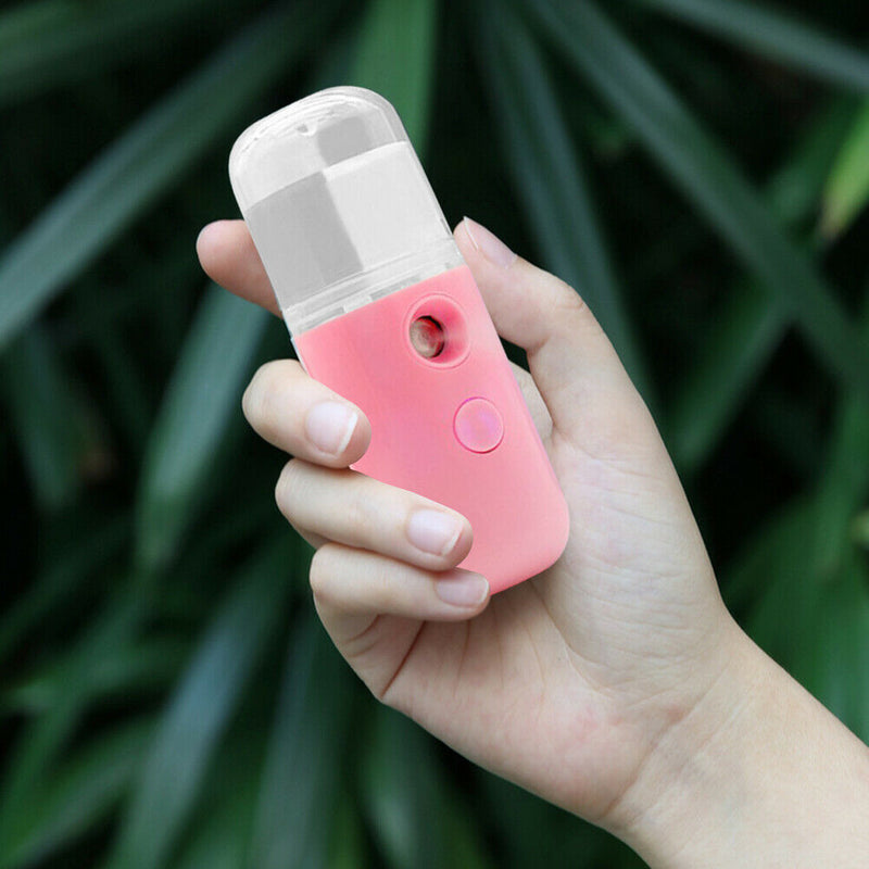 30ml Mini Nano Facial Sprayer USB Charging Face Humidifier Steamer (Pink)