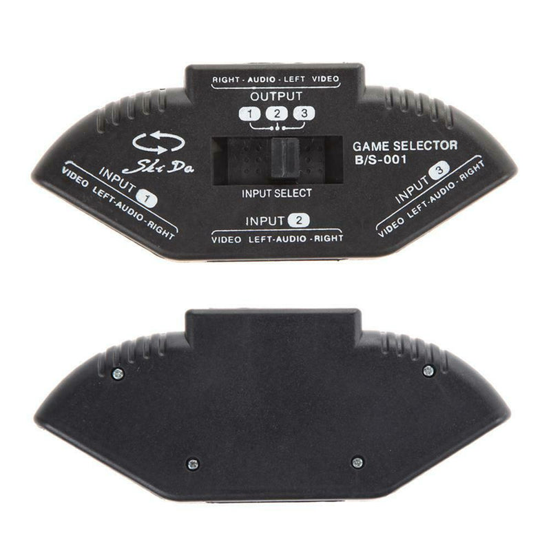 3-Way Audio Video AV RCA Black Switch Selector Box Splitter with/3RCA Cable