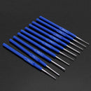 10pcs Blue Soft Handle Aluminium Crochet Hooks Sweater Knitting Needles Kit