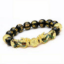 Black Obsidian Feng Shui Pi Xiu Bracelet Beads Attract Good Luck Wealth Bangle