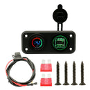 All-In-1 Dual USB Car Socket +LED Voltmeter Panel Quick Charge Green