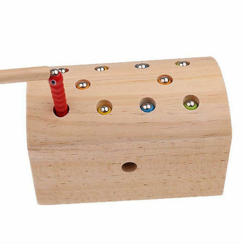 10Pcs Insects Basic Educational Development Wooden Magnetic Catch Insects G M3U9