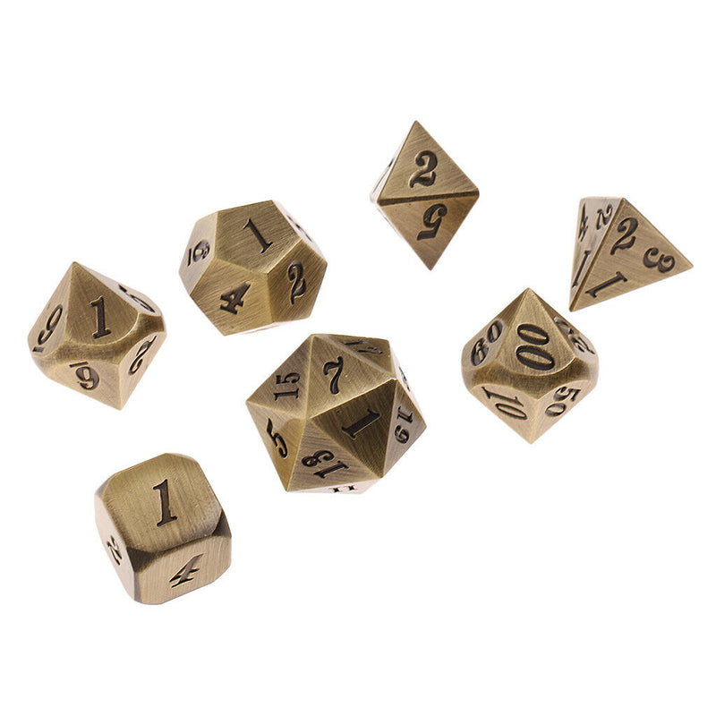 7 Pieces Metal Dice Set D6 D8 D10 D12 D20 for Board Games RPG MTG