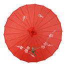 Plum Blossom Pattern Red Bamboo 31.5" Dia Oriental Umbrella Parasol