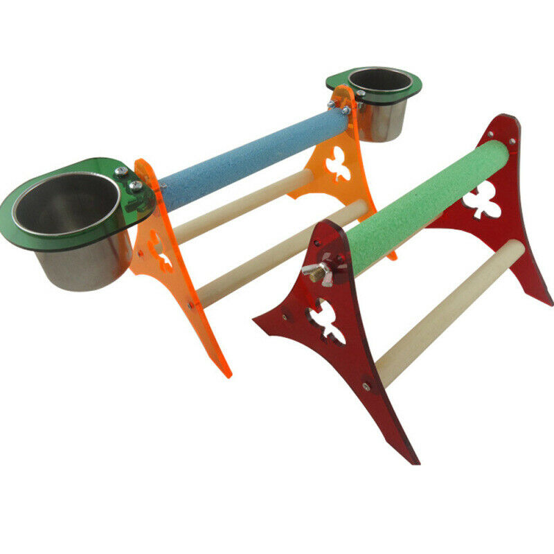 Funny Parrot Bird Perch Stand Play Toys Gym Wooden Activity Table Top Pla OTM