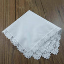 1 Piece White premium cotton wedding gift lace handkerchief for women/ladies