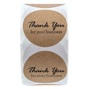 1X(1 Inch Round Kraft Thank You For Your Business Stickers/500 Labels Per R