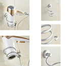 Wall Mounted Hair Dryer Holder Rack Space Aluminum Bathroom Stand Shelf S CUN