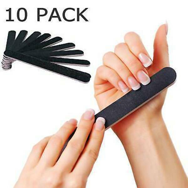 10 Double Sided 180/100 Grit STRAIGHT Nail Files Emery Board File Gel MANICURE