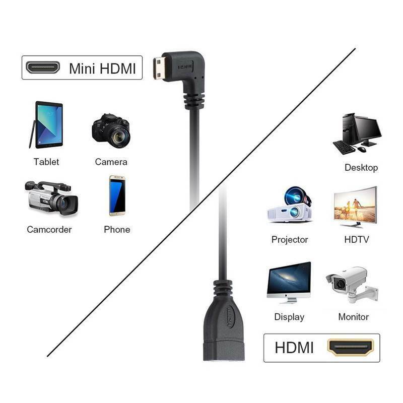 Mini Hdmi To Hdmi Cable Cablecreation 0 5Ft 90 Degree Right Angle Mini Hdmi U1J8
