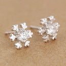 Women's Elegant Earrings Sparkling Christmas Snowflake Hoop Zircon Earring H9S9