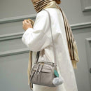 Women Messenger Handbag Shoulder Bag PU Leather Satchel Sling Bag/Grey