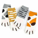 Women's Cute Kitty Cat Paws Socks With Paw Pattern On Toes, Crew 4 Pair Set M7P1