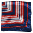 Lady Dark Blue Red White Stripe Print Square Kerchief Neck Scarf Wrap I9E5