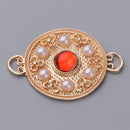 2x Golden Round Flat Back Charms Connector Fit DIY Bracelet Necklace Jewelry