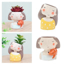2PCS Lovely Girls Mini Flower Pot Cacti Succulent Plant Pot Garden Planter