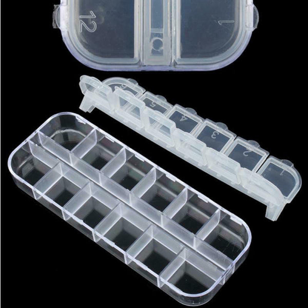 3x 12 Slots Plastic Storage Box Jewel Craft Nail Arts Beads Container Organizer