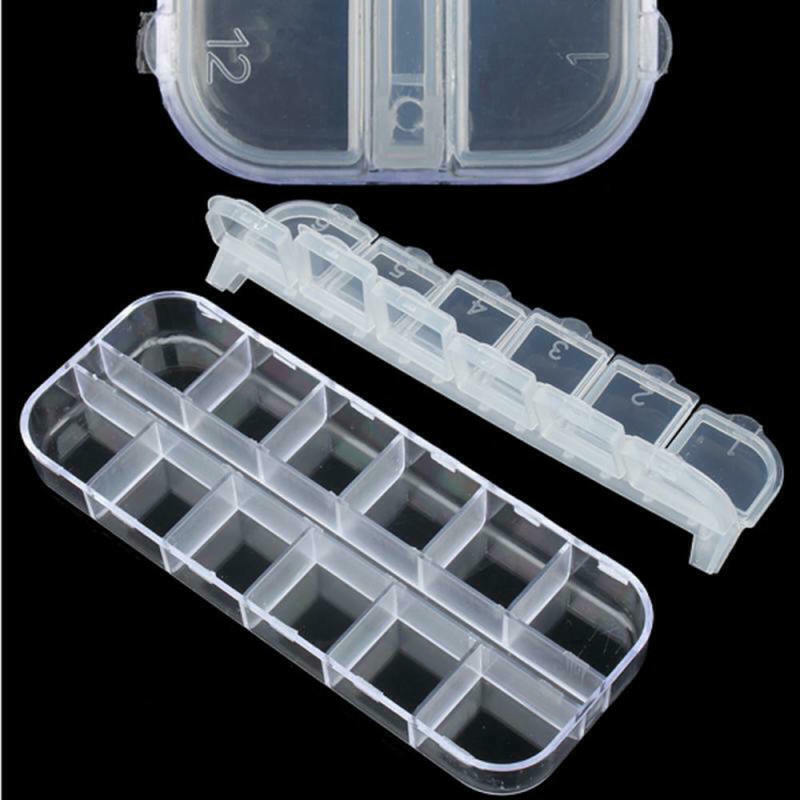 3x 12 Slots Plastic Storage Box Jewel Craft Nail Arts Beads Container Organizer