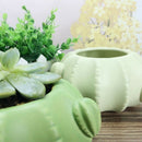 Round Green Ceramic Flower Pot Decoration Garden Indoor Sowing Machine Cact T2B9
