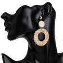 Rattan Earrings for Women Handmade Straw Wicker Braid Geometric Statement D