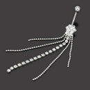 1x Stainless Steel Tassel Chain Dangle Navel Belly Button Curved Barbel YUE