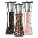 Salt and Pepper Grinder Set Of 3 Tall Salt and Pepper Shakers Stainless Ste