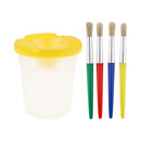 5 Pcs Paint Cups with Lids No Spill Paint Cups with Paint Brushes for Kids,