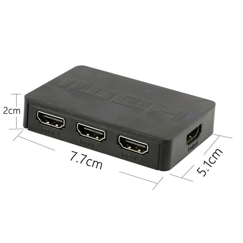 HDMI Splitter 1-Out 3x1 Splitter Switch Hub Switcher HDTV 1080p Wireless Control
