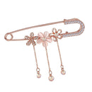 Crystal Flower Safety Decorative Pins Brooch Clip Clasp Pin Tassels Pins for